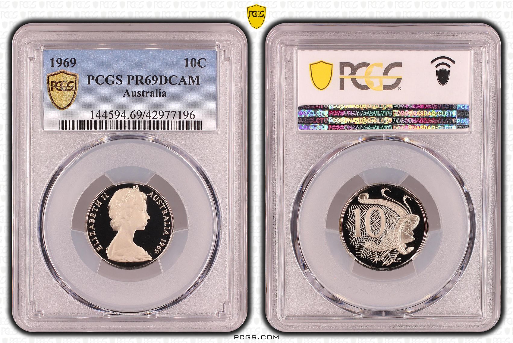 1969 Australia Ten Cent, 10c PCGS - PR69DCAM -196