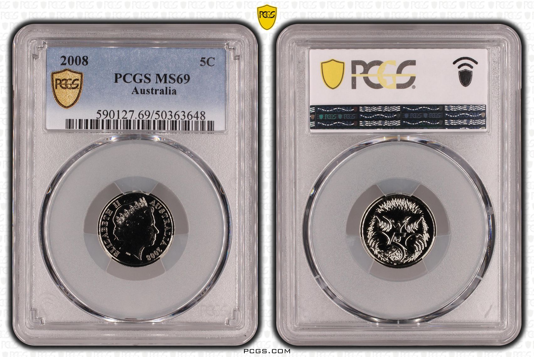 Five Cent, 2008, PCGS MS69