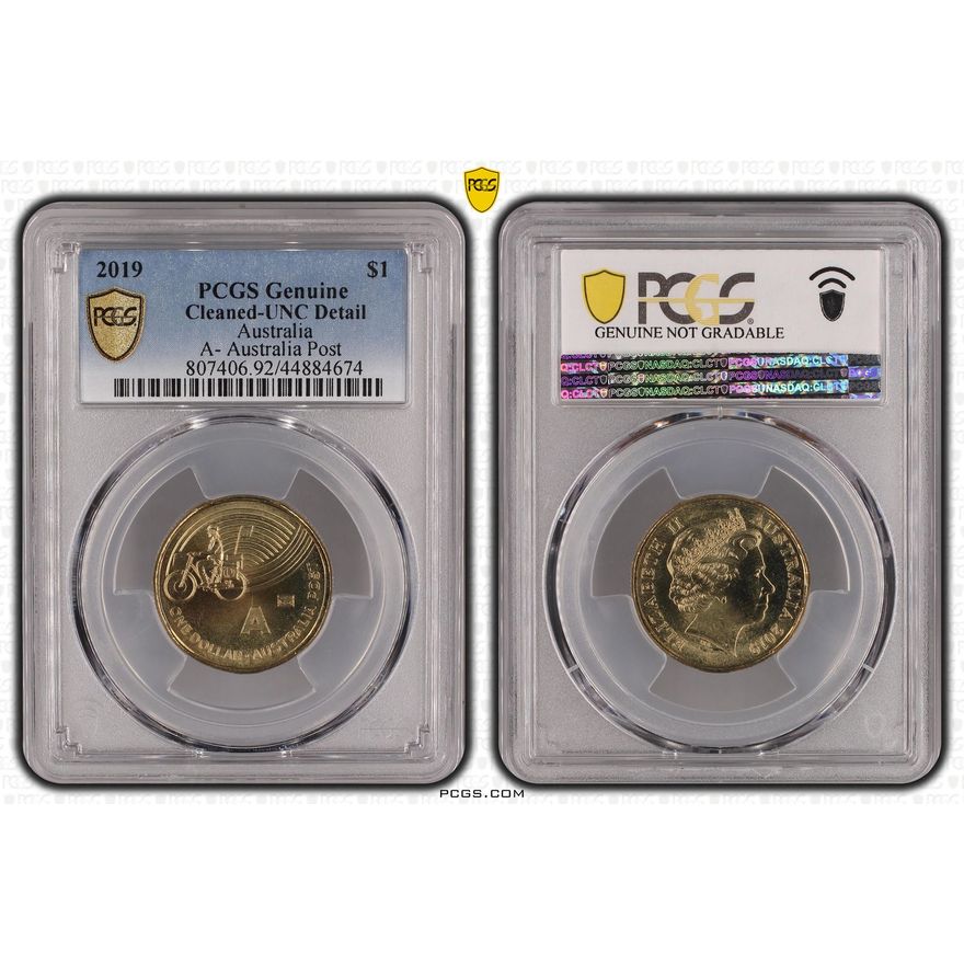 A- Australia Post Great Aussie Coin Hunt, One Dollar, 2019, PCGS Genuine  - UNC Details (92 - Cleaned)