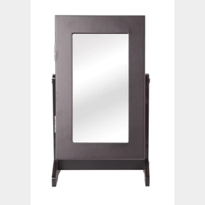 HAZLO TABLETOP MIRRORED JEWELLERY STORAGE CABINET - BROWN