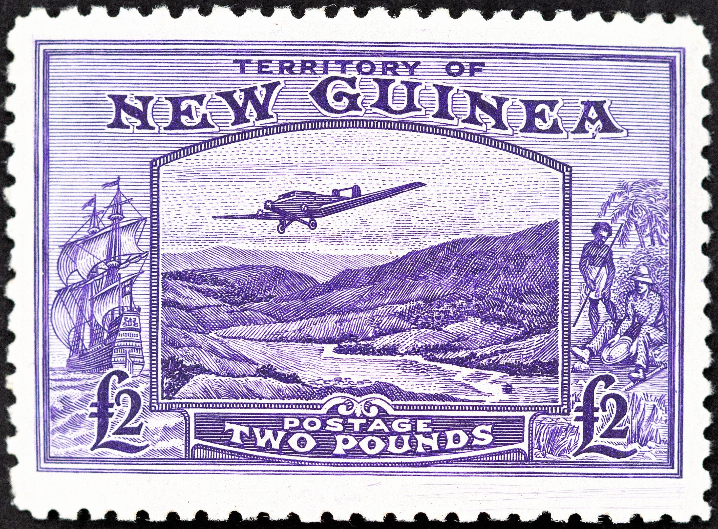 New Guinea, Bulolo Airmail, Two Pounds, Bright Violet, 1935, MNH