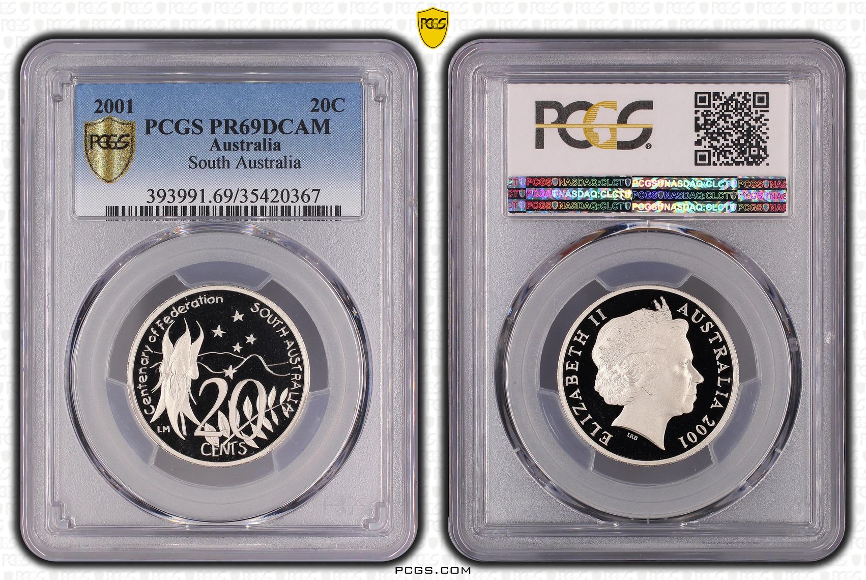 South Australia , Twenty Cent, 2001, PCGS PR69DCAM