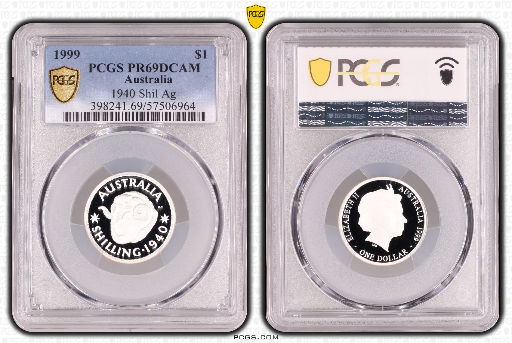 1940 Shilling Silver, One Dollar, 1999, PCGS PR69DCAM