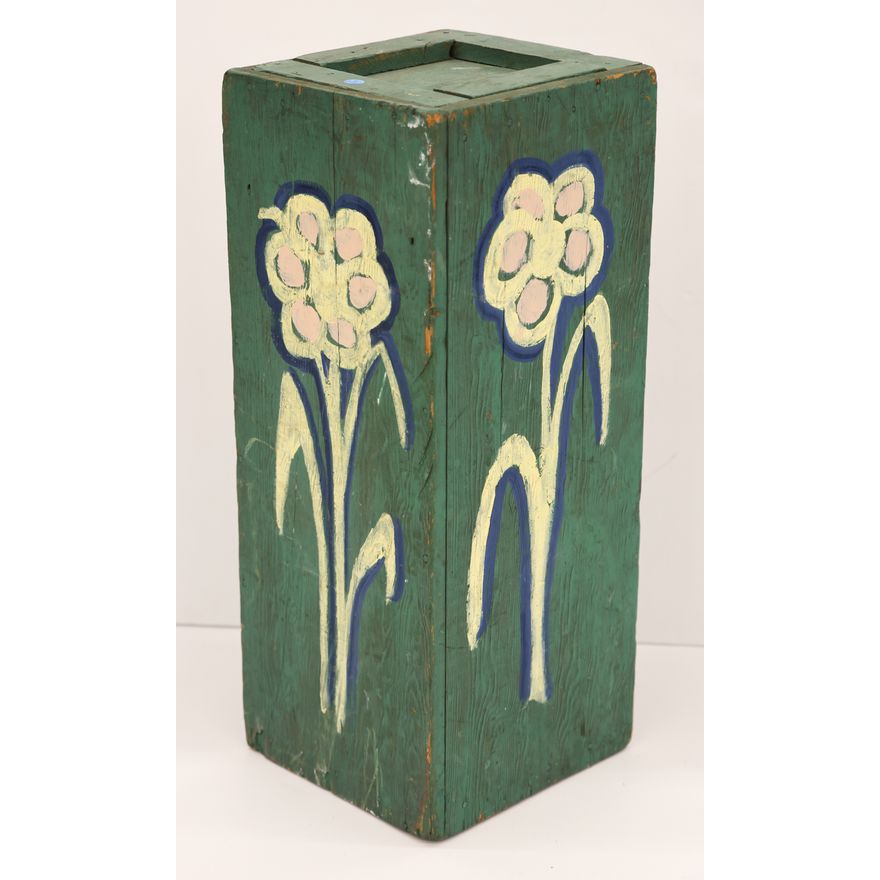 Amanda Snyder Floral Painted Crate Sculpture