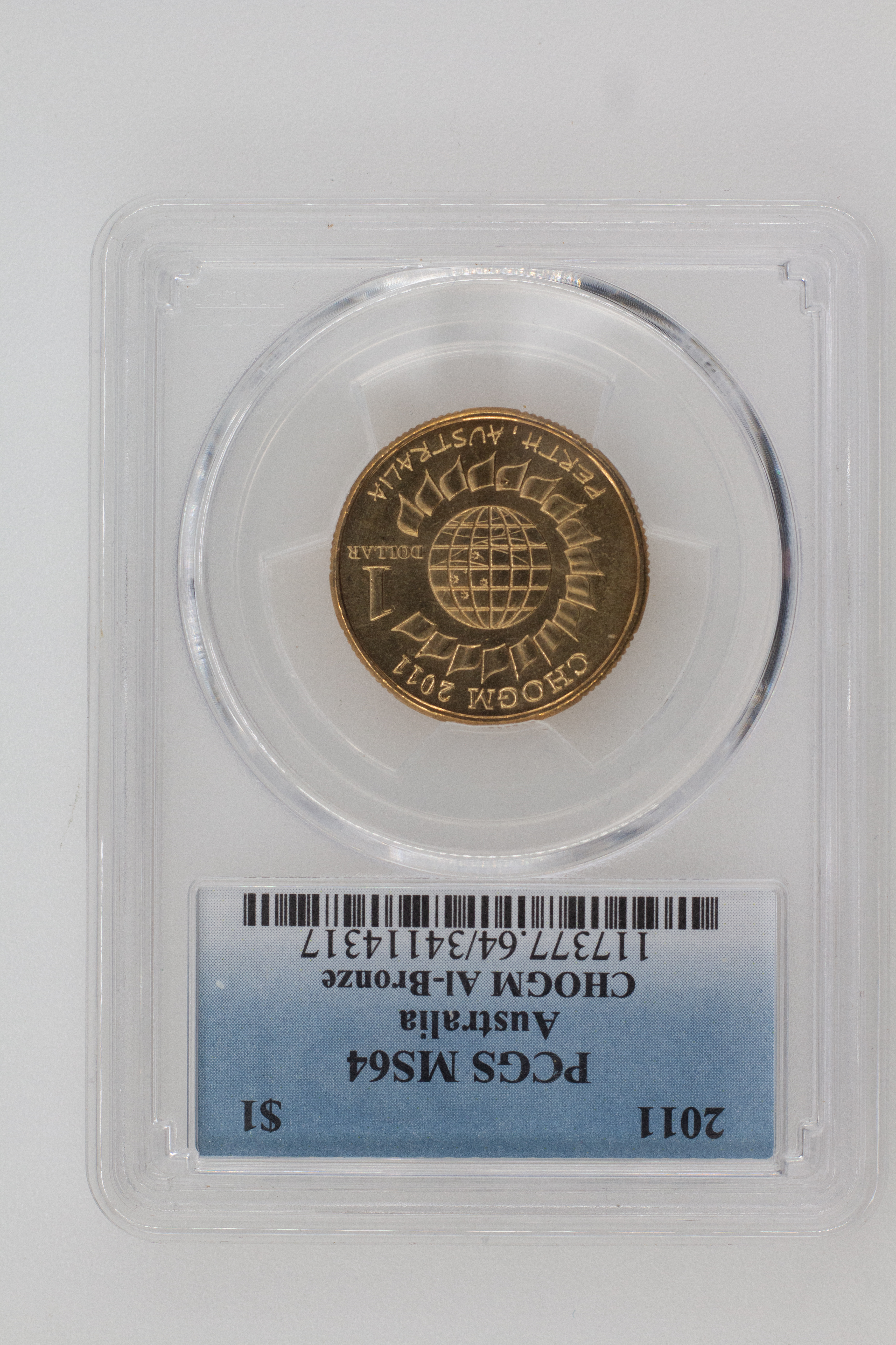 2011 Australia One Dollar, $1 CHOGM Al-Bronze PCGS - MS64 -317