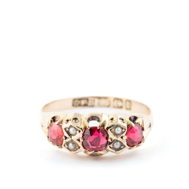 Antique Seed Pearl Ring 9ct