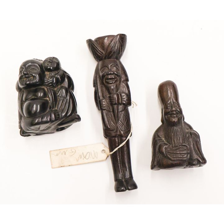 3pc Japanese Carved Wood Netsuke