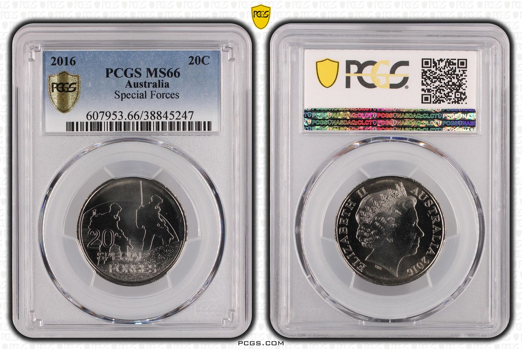 2016 Australia Twenty Cent, 20c Special Forces PCGS - MS66 POP 8/0 -247