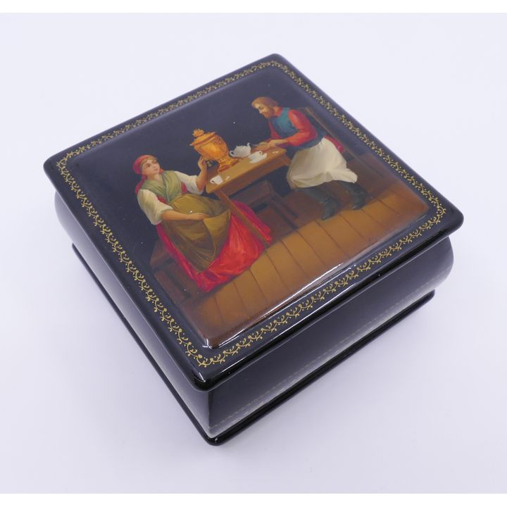 Fine Russian Lacquered Small Box- 3.25''