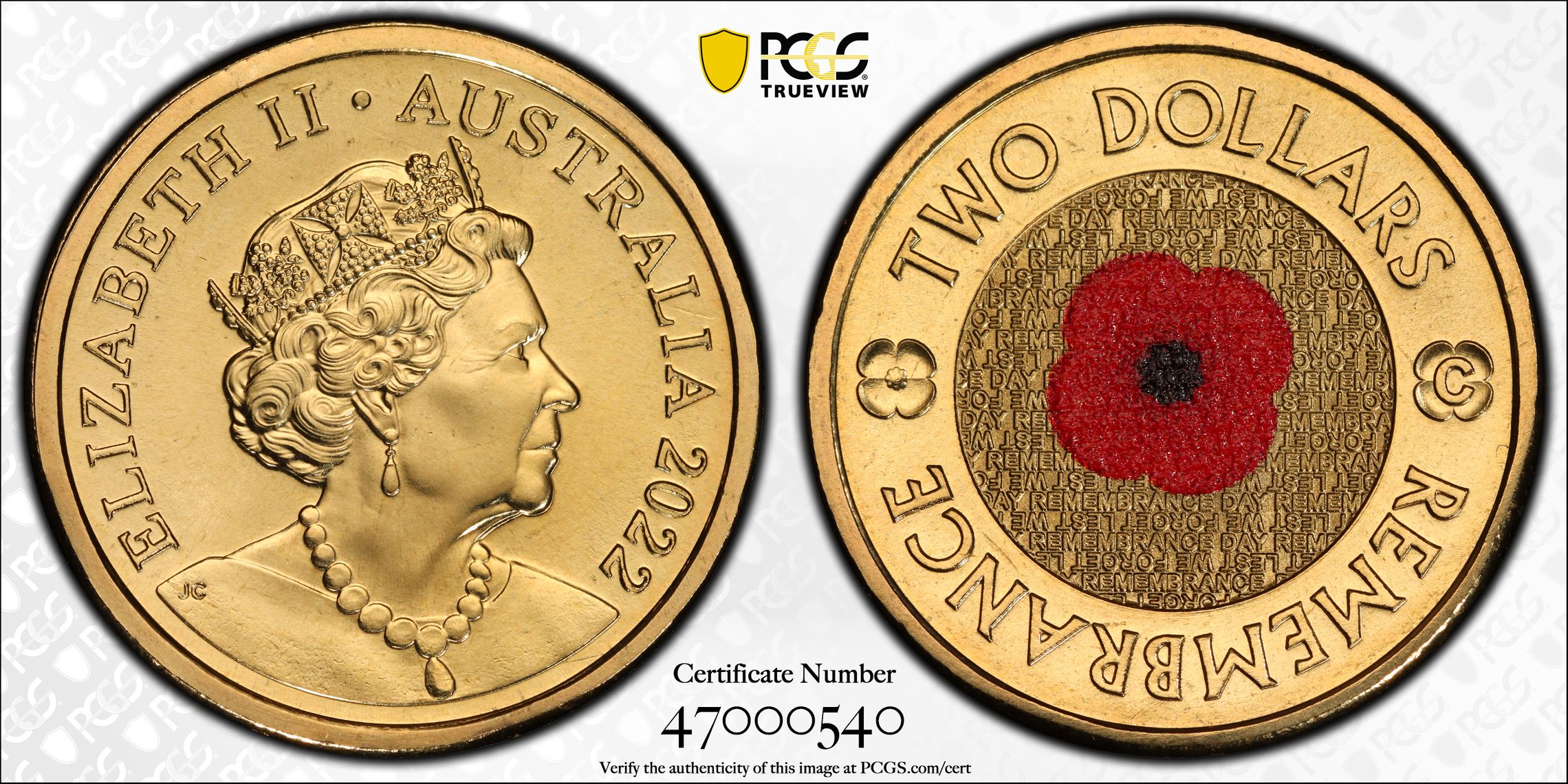 Remembrance Day Colorized , Two Dollar, 2022-C, PCGS MS68