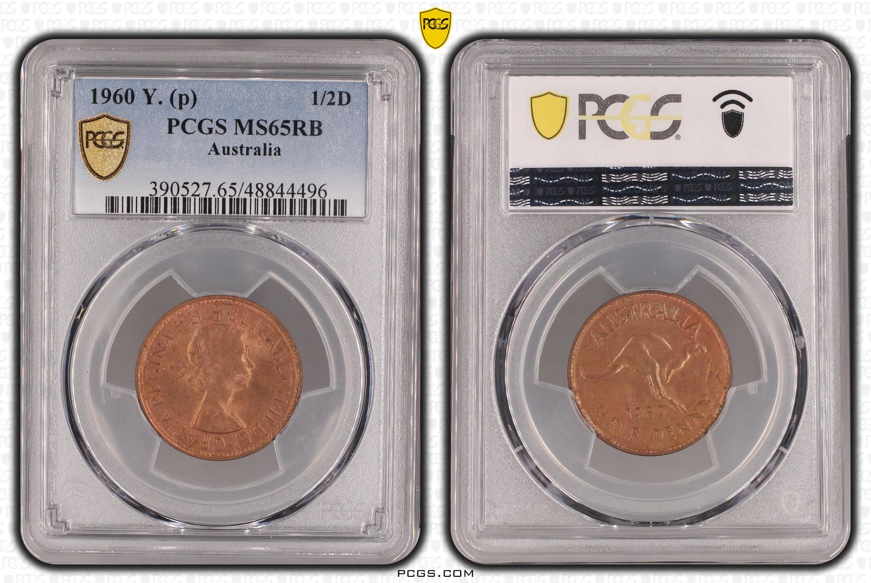 Elizabeth II, Halfpenny, 1960-Y., PCGS MS65RB