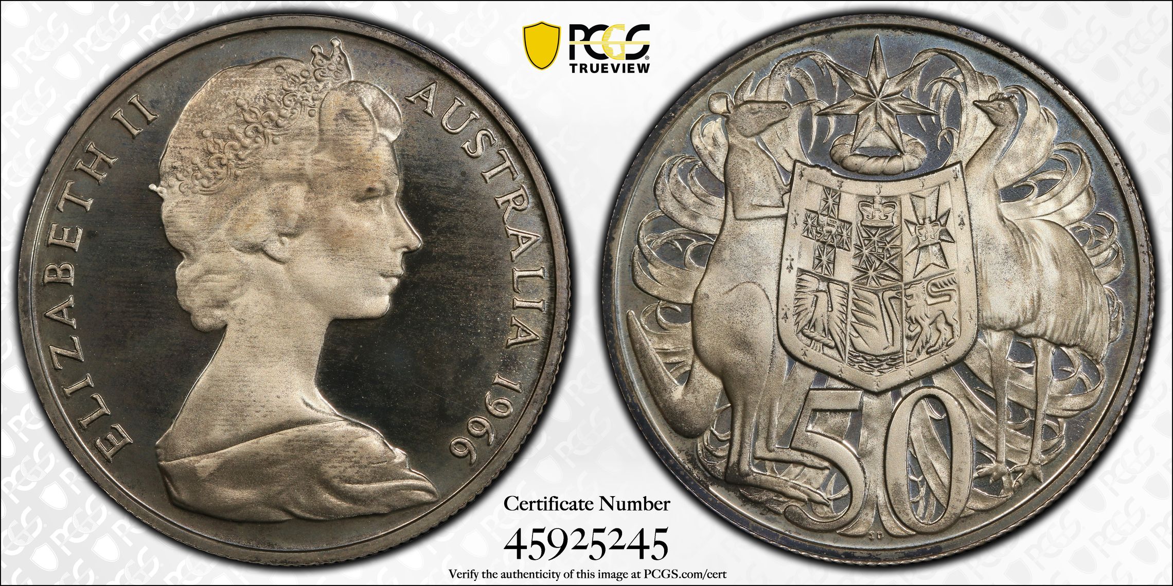 Silver Round, Fifty Cent, 1966, PCGS PR67DCAM