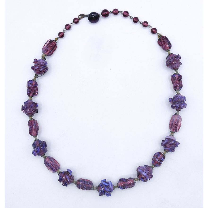 Vintage Venetian Glass Bead Necklace 18''