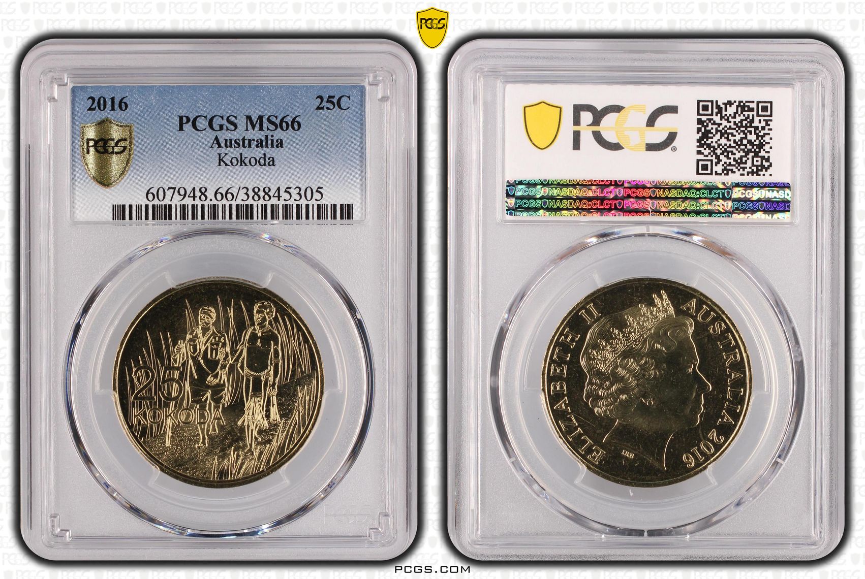 2016 Australia Twenty Five Cent, 25c Kokoda PCGS - MS66 POP 4/0 -305