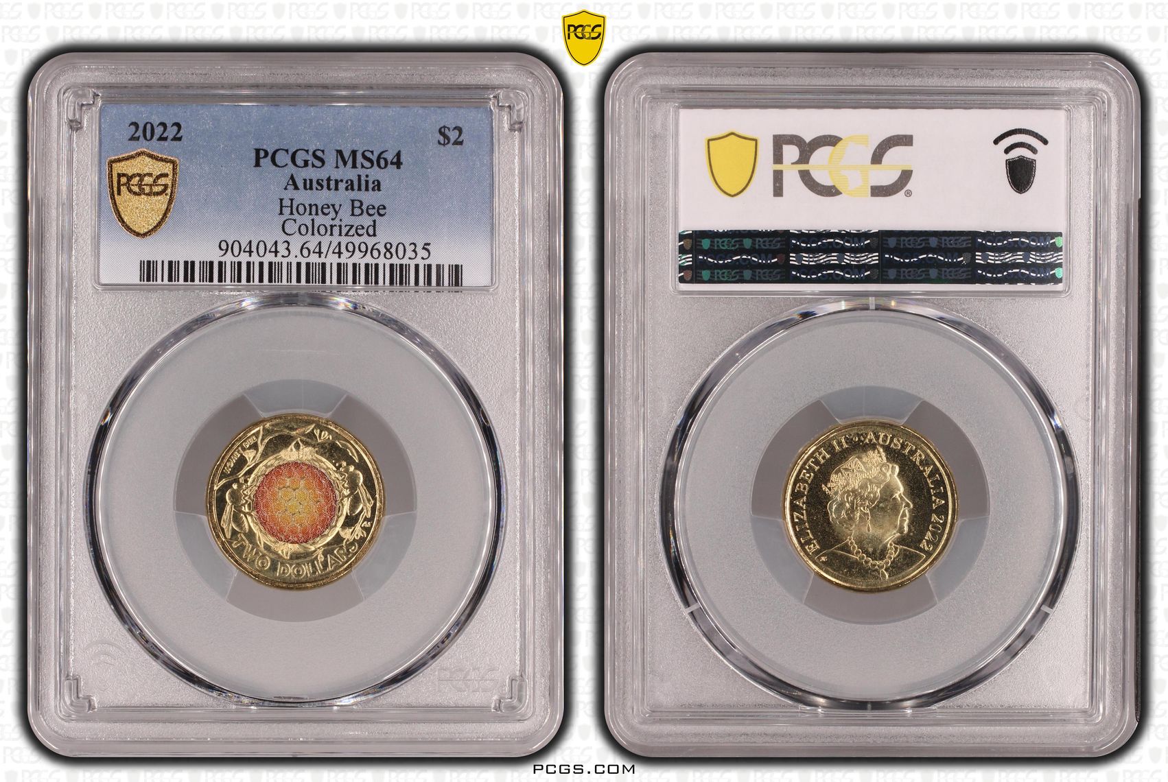 Honey Bee Colorized, Two Dollar, 2022, PCGS MS64