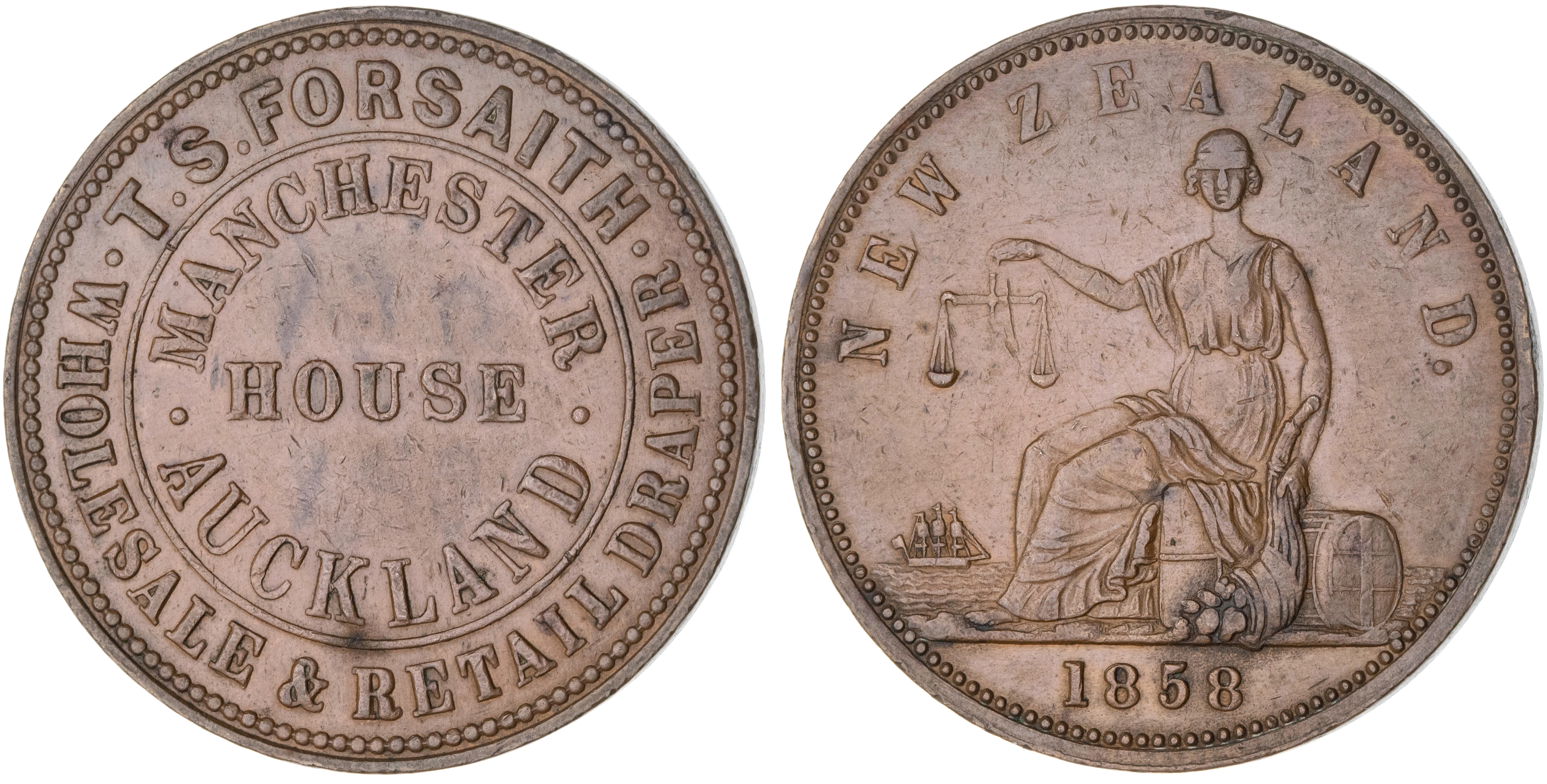 New Zealand, Auckland, Penny, 1858, gVF