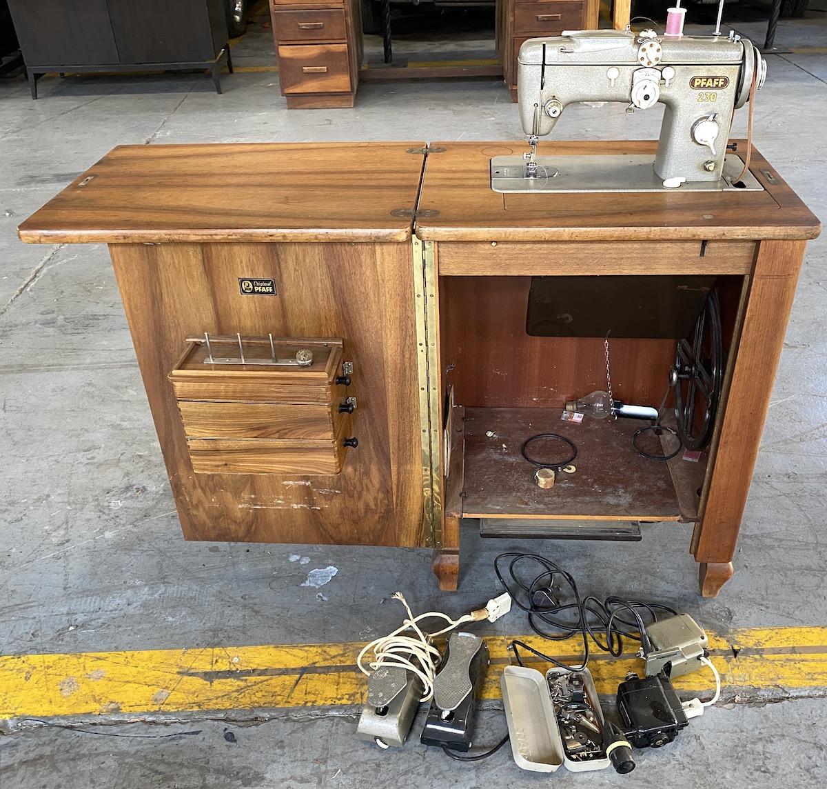 Vintage Pfaff Sewing Machine In Cabinet