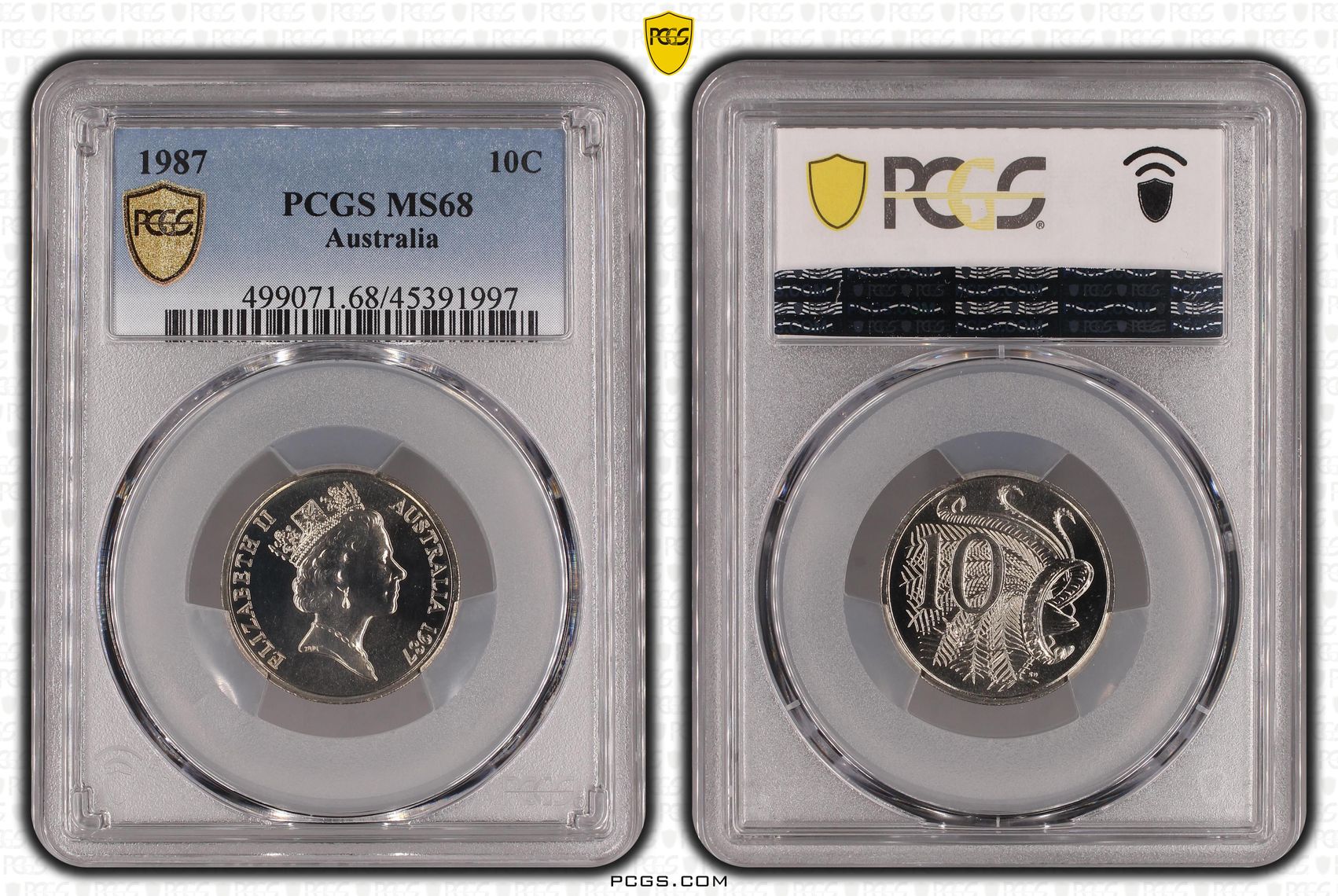 1987 Australia Ten Cent, 10c PCGS - MS68 -997