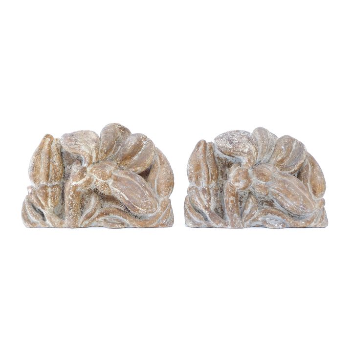 Pair Art Deco Sculptural Plaster Bookends 6''x8''