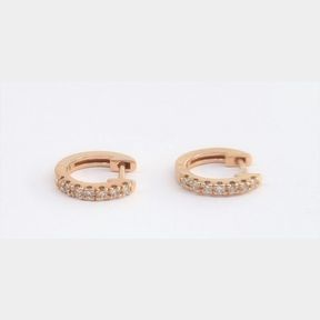 ROSE GOLD HOOP EARRINGS WITH 0.16CT OF 14 ROUND BRILLIANT DIAMONDS - 50692/227