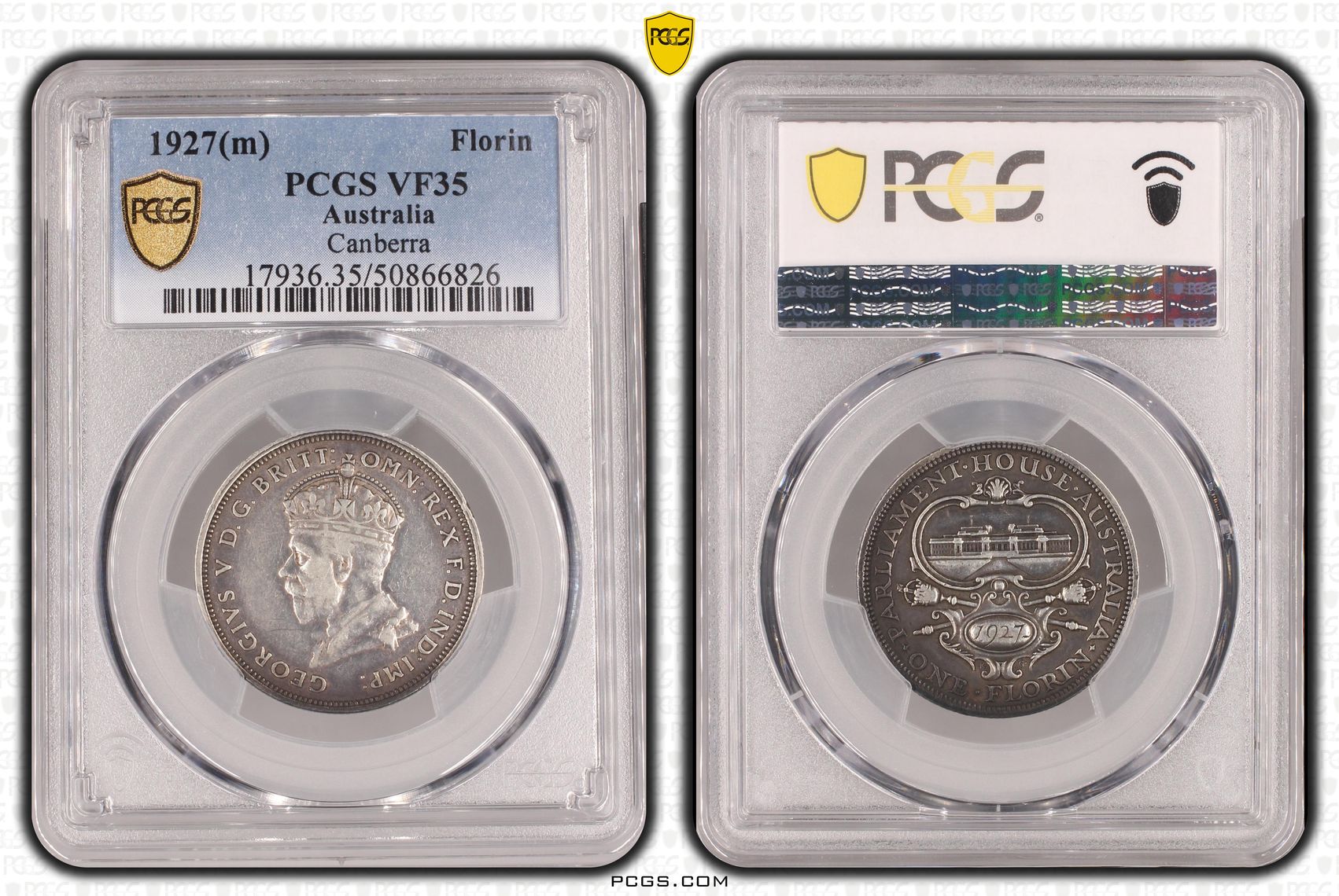 George V, Canberra , Florin, 1927(m), PCGS VF35