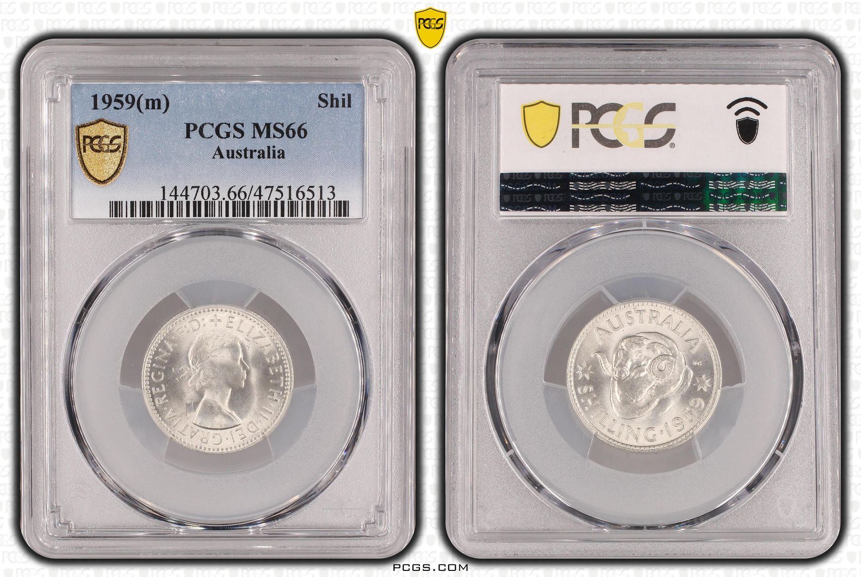Shilling, 1959(m), PCGS MS 66