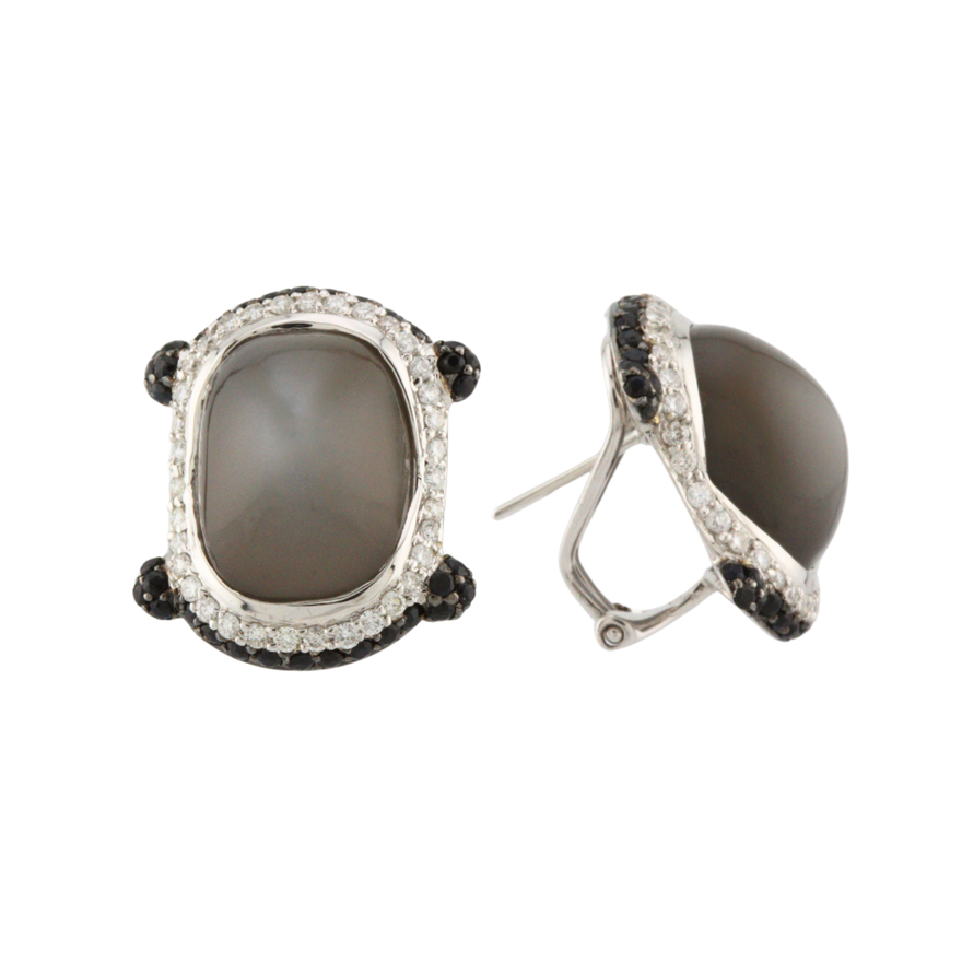 Aretes con calcedonia gris