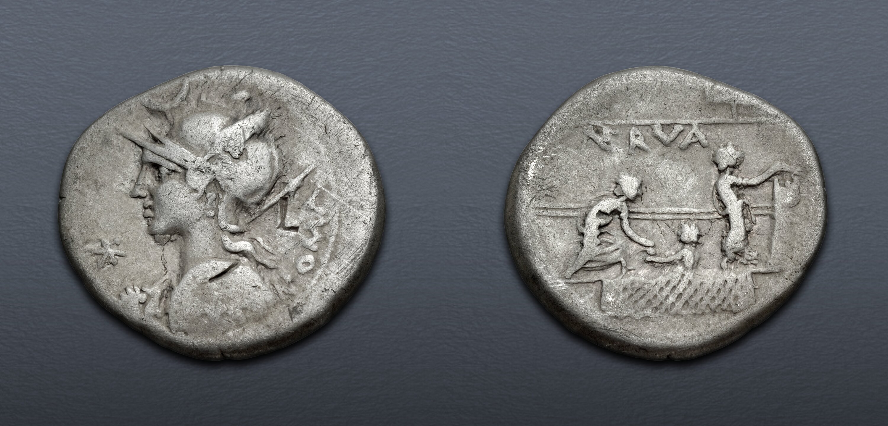 P. Nerva. 113-112 BC. AR Denarius (18.5mm, 3.75 g, 12h). Rome mint ...