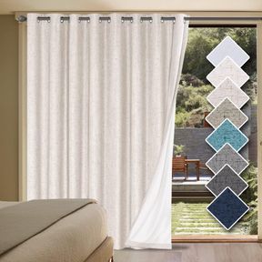 H.VERSAILTEX SLIDING DOOR CURTAINS, LINEN 100% BLACKOUT CURTAINS DURABLE THICK TEXTURED LINEN LOOK PATIO DOOR CURTAIN ANTI RUST GR