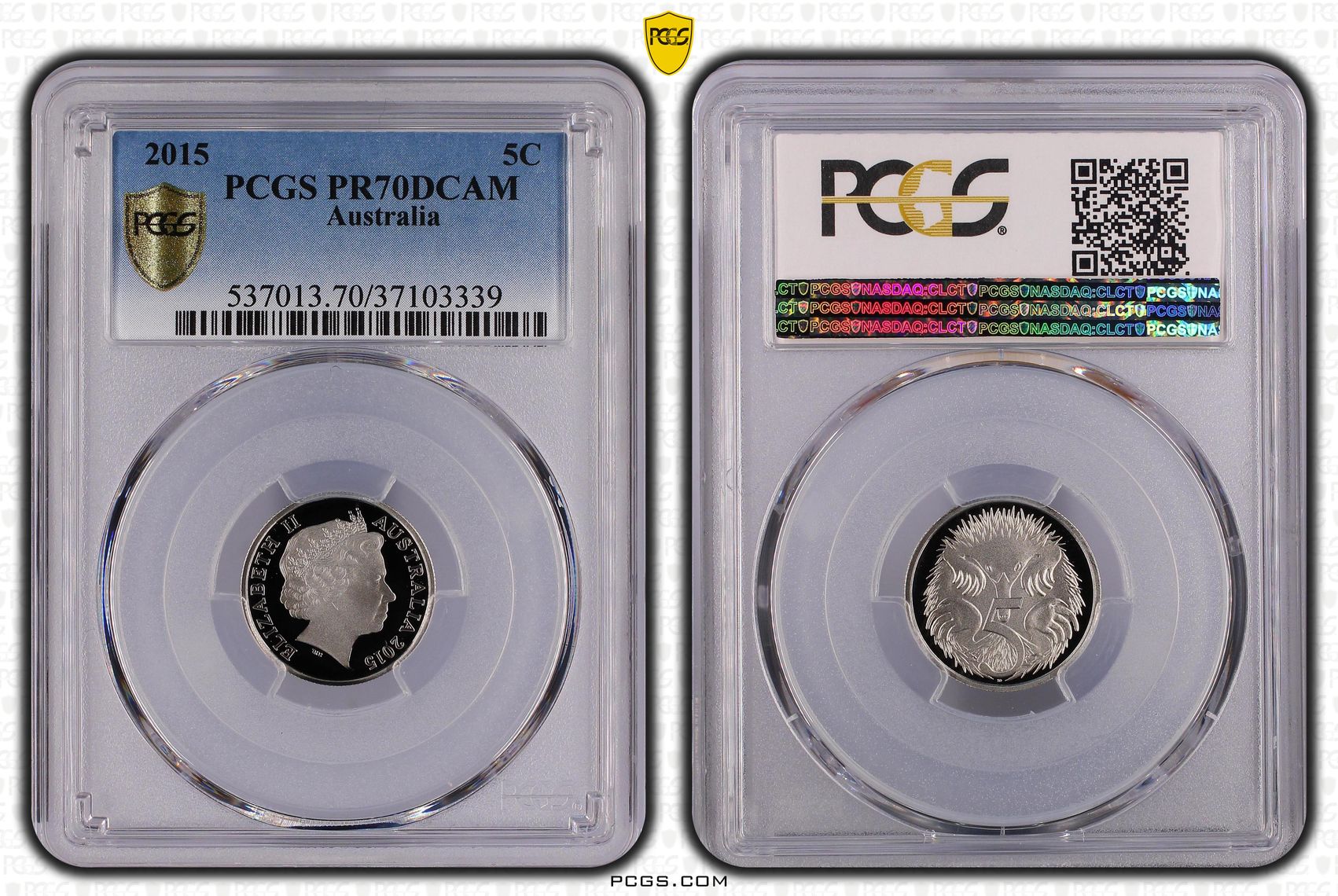 Elizabeth II, Five Cent, 2015, PCGS PR70DCAM
