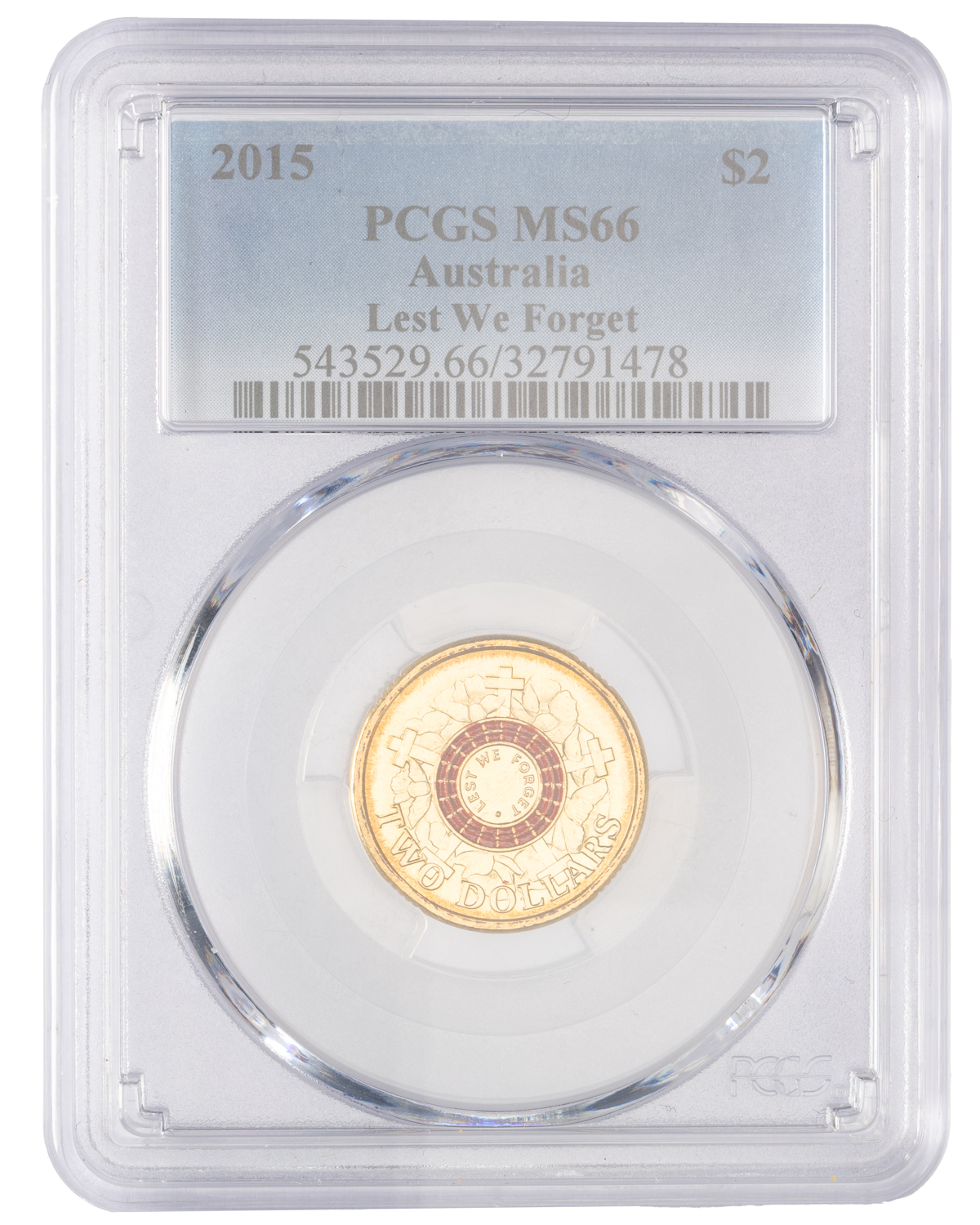 Elizabeth II, Lest We Forget, Two Dollar, 2015, PCGS MS66