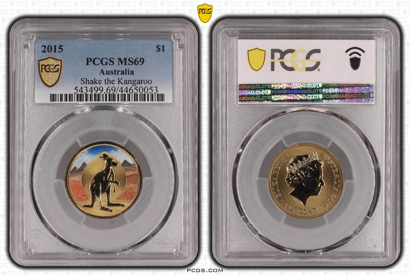 214 · 2015 Australia One Dollar, $1 Shake the Kangaroo PCGS - MS69 POP 2/0 -053