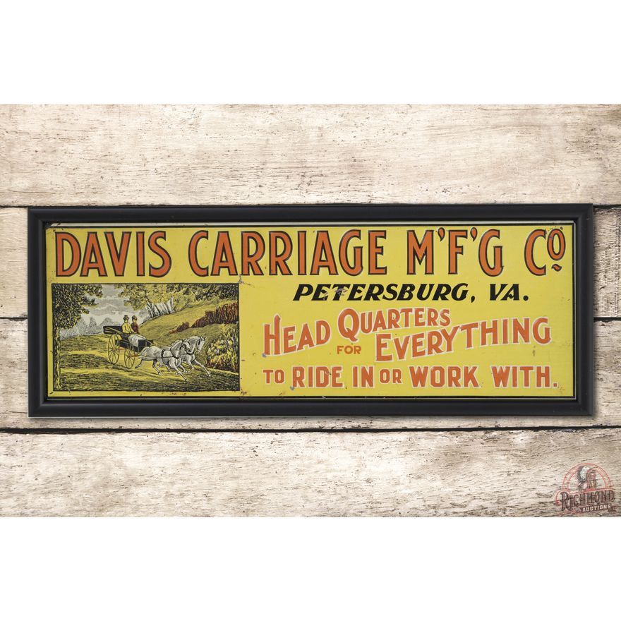 Davis Carriage M'F'G Co. Embossed Tin Sign TAC 8.5