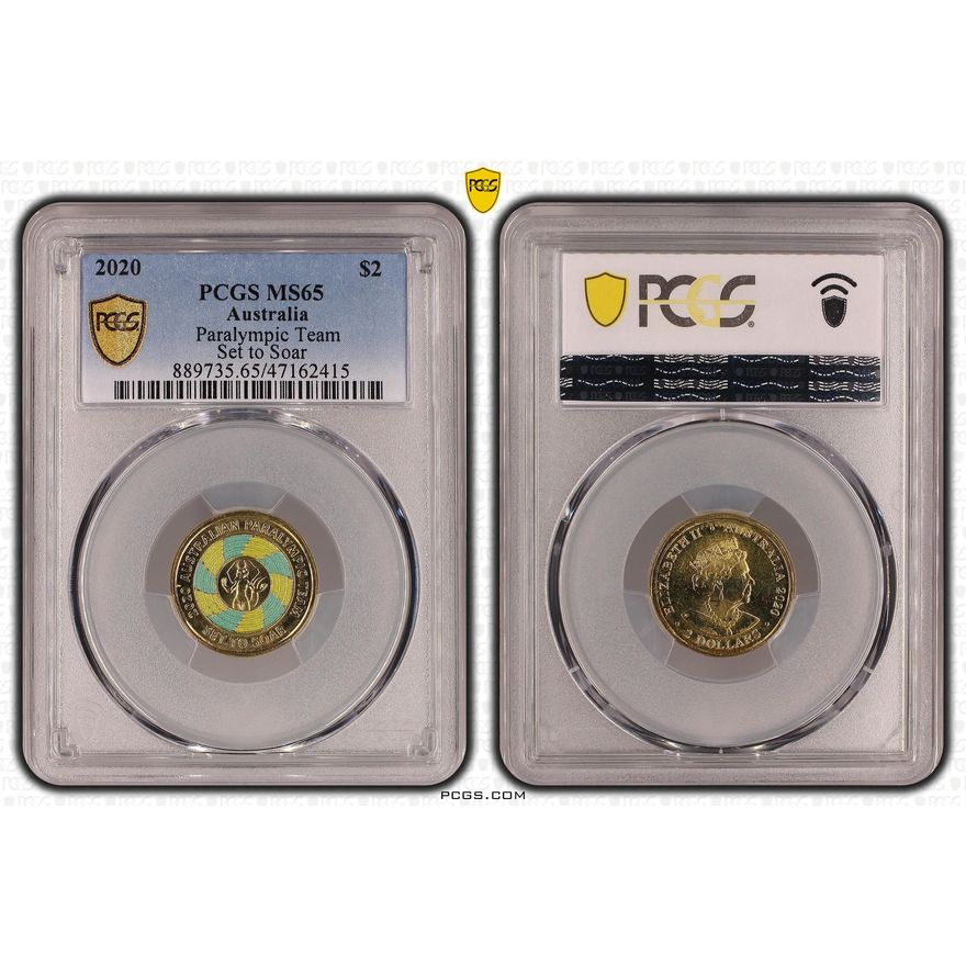 Elizabeth II, Paralympic Team, Two Dollar, 2020, PCGS MS65
