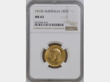 1913 GEORGE V SYDNEY MINT GOLD SOVEREIGN MS63