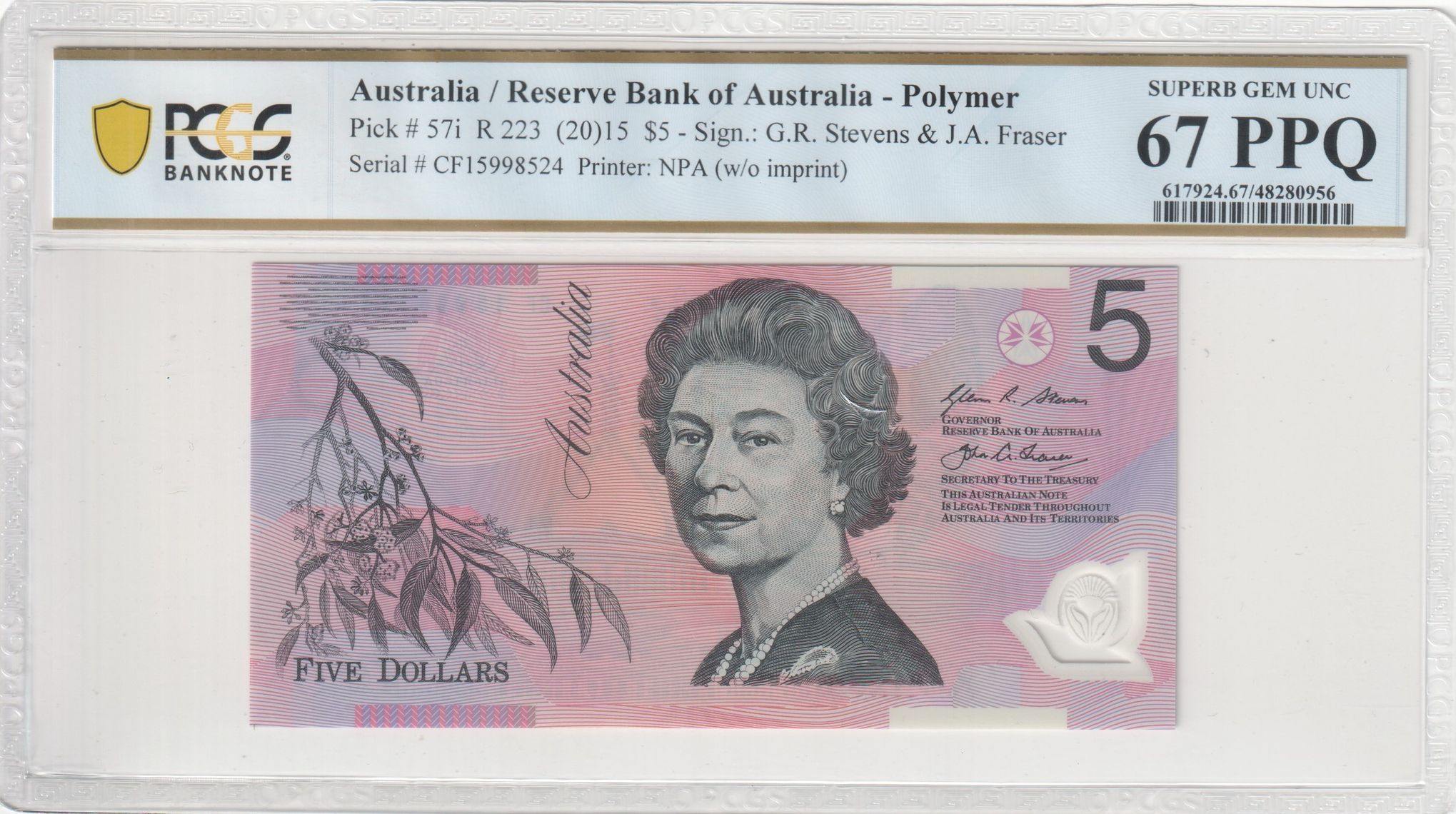 Stevens/Fraser, Five Dollar, 2015, PCGS Superb Gem UNC 67 PPQ