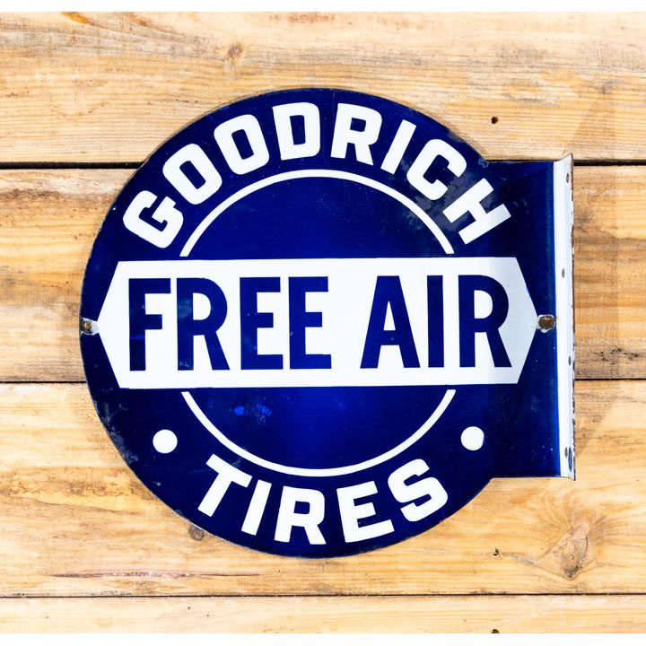 Goodrich Tires "Free Air" Porcelain Diecut Flange Sign TAC 8.25