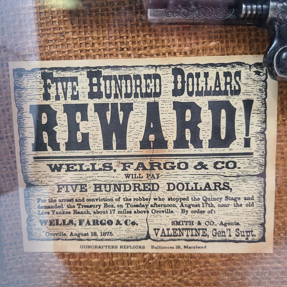 44 Cal. Wells Fargo 1873 Framed Replica by Gangler-Gentry