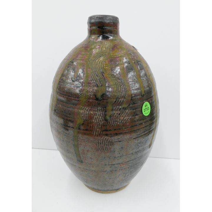 Japanese Studio Pottery Brown Glazed Vase- 11''