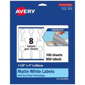 AVERY TRUEBLOCK LOLLIPOP LABELS, 1.5" X 4", 800CT