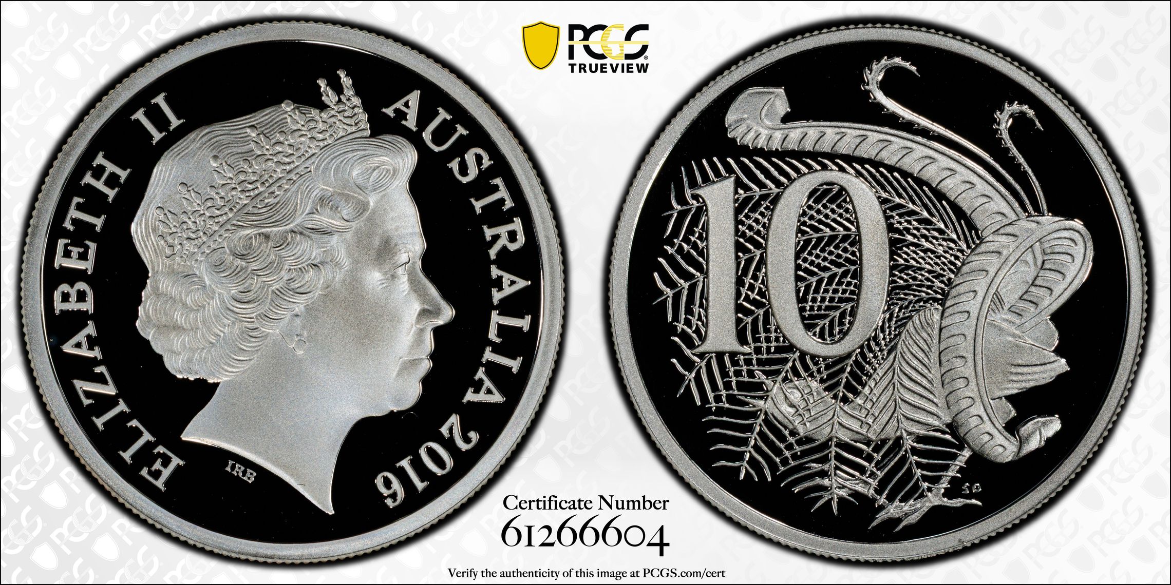 Silver, POP 1/0, Ten Cent, 2016, PCGS PR70DCAM