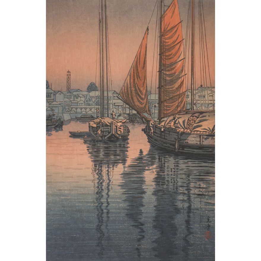 Tsuchiya Koitsu ''Sunset at Tomonotsu'' 1940 Woodblock