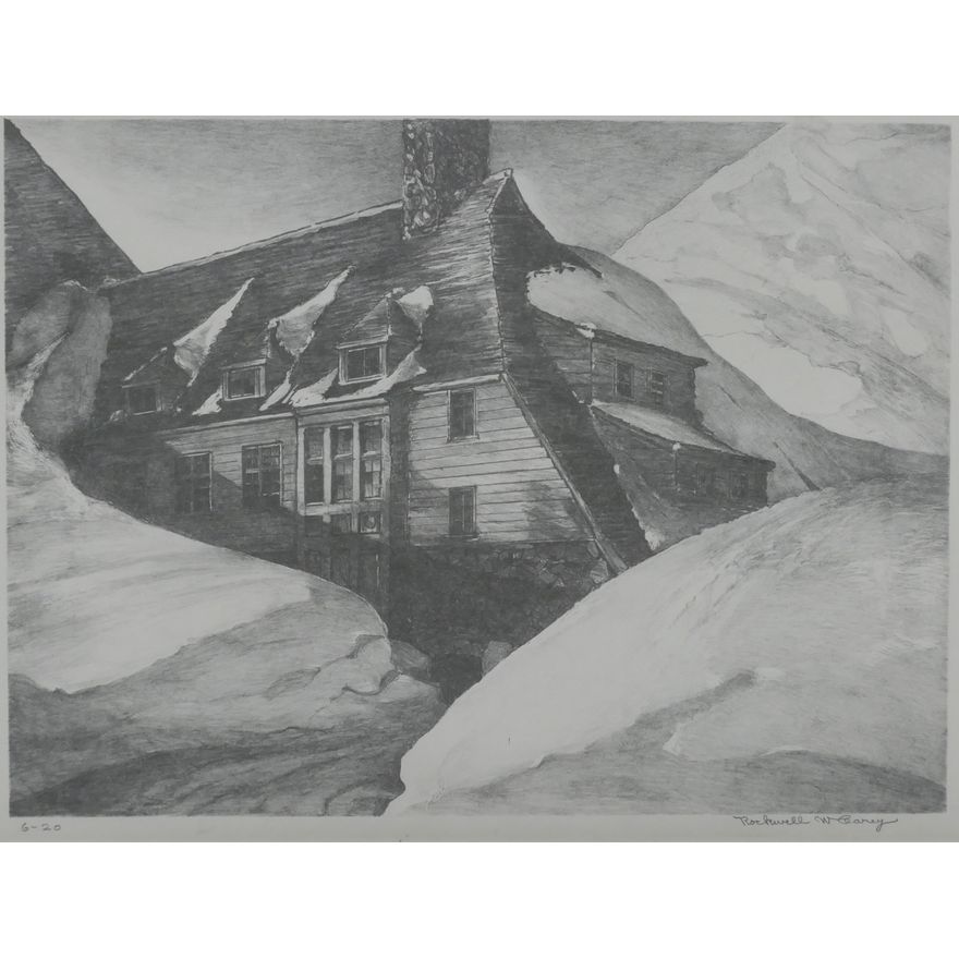 Rockwell Carey ''Mountain Lodge'' Lithograph