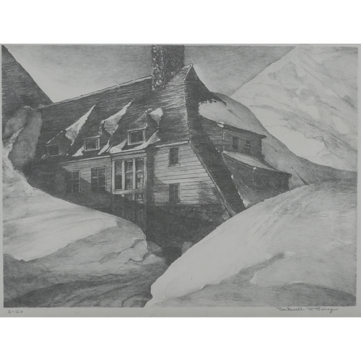 Rockwell Carey ''Mountain Lodge'' Lithograph