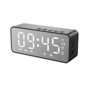 Alarm Clock Bluetooth Speaker with FM Radio temperature display Black