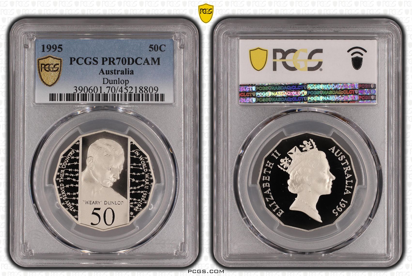 1995 Australia Fifty Cent, 50c Dunlop PCGS - PR70DCAM POP 15/0 -809