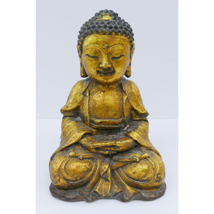 Chinese Qing Gilt Iron Seated Buddha