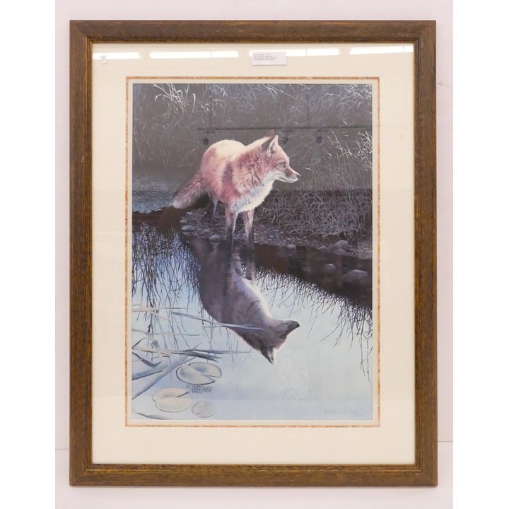 Bonnie Marris 'Under the Morning Star' S/N Fox Lithograph- 35x28'' framed