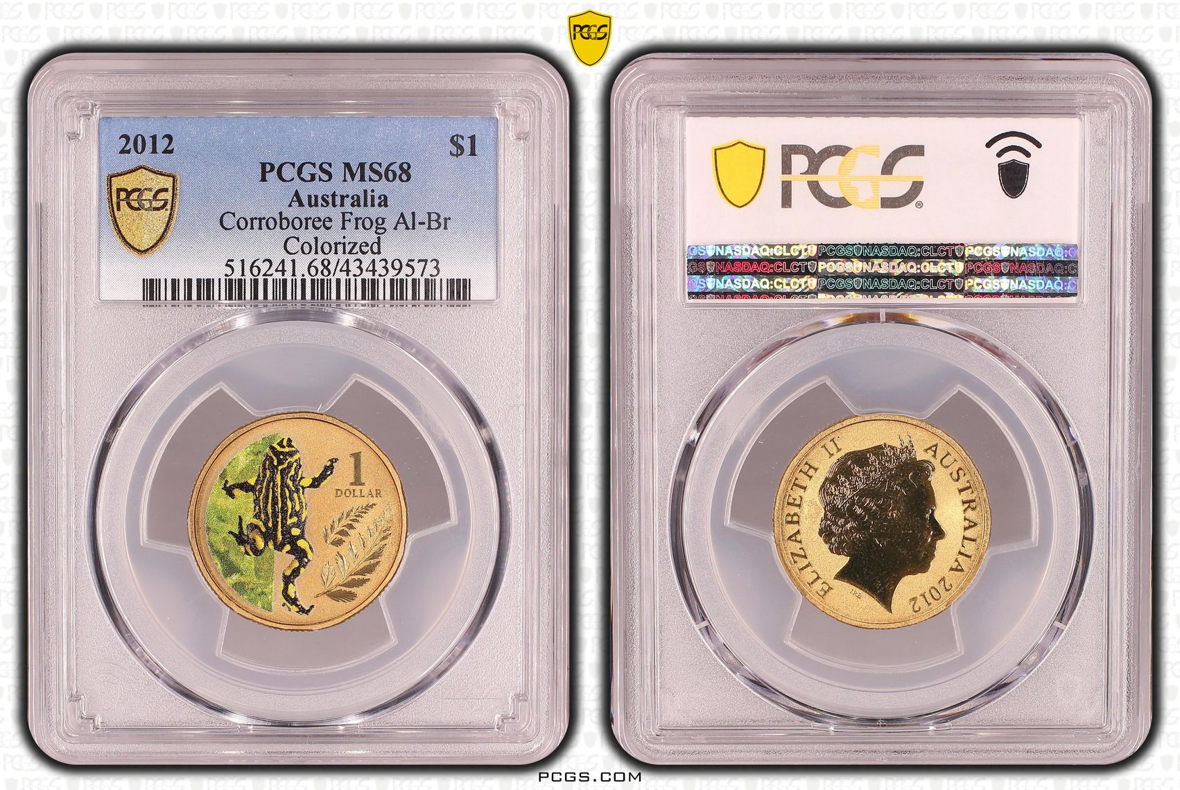 Elizabeth II, Corroboree Frog, Al-Bronze, One Dollar, MS68 , 2012