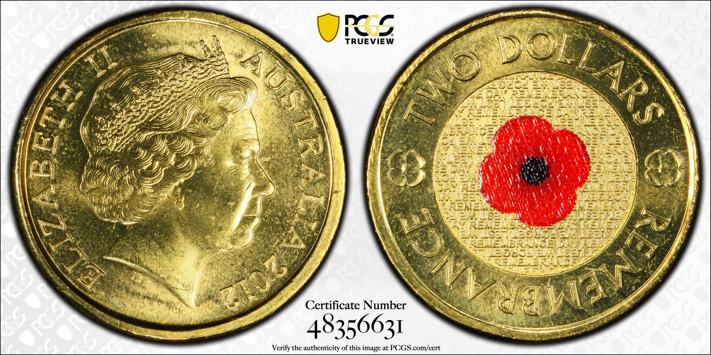 Remembrance Day Colourised, Two Dollar, 2012, MS66